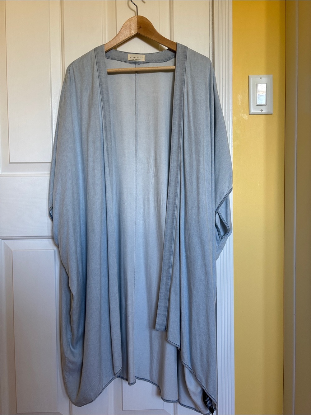 Pale Blue Open-Front Rayon Cover Up